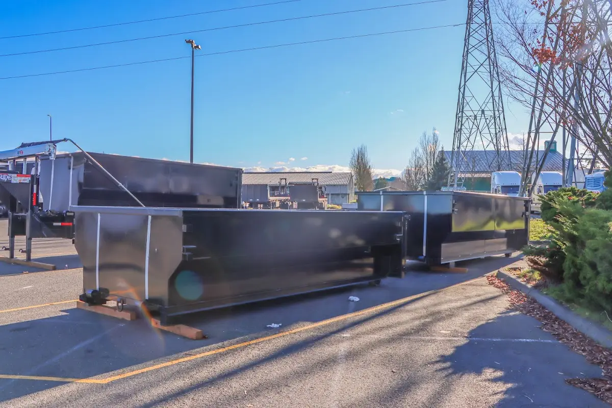 Roll-off dumpster ready for waste disposal at job site for Construction Dumpster Rental in Bainbridge